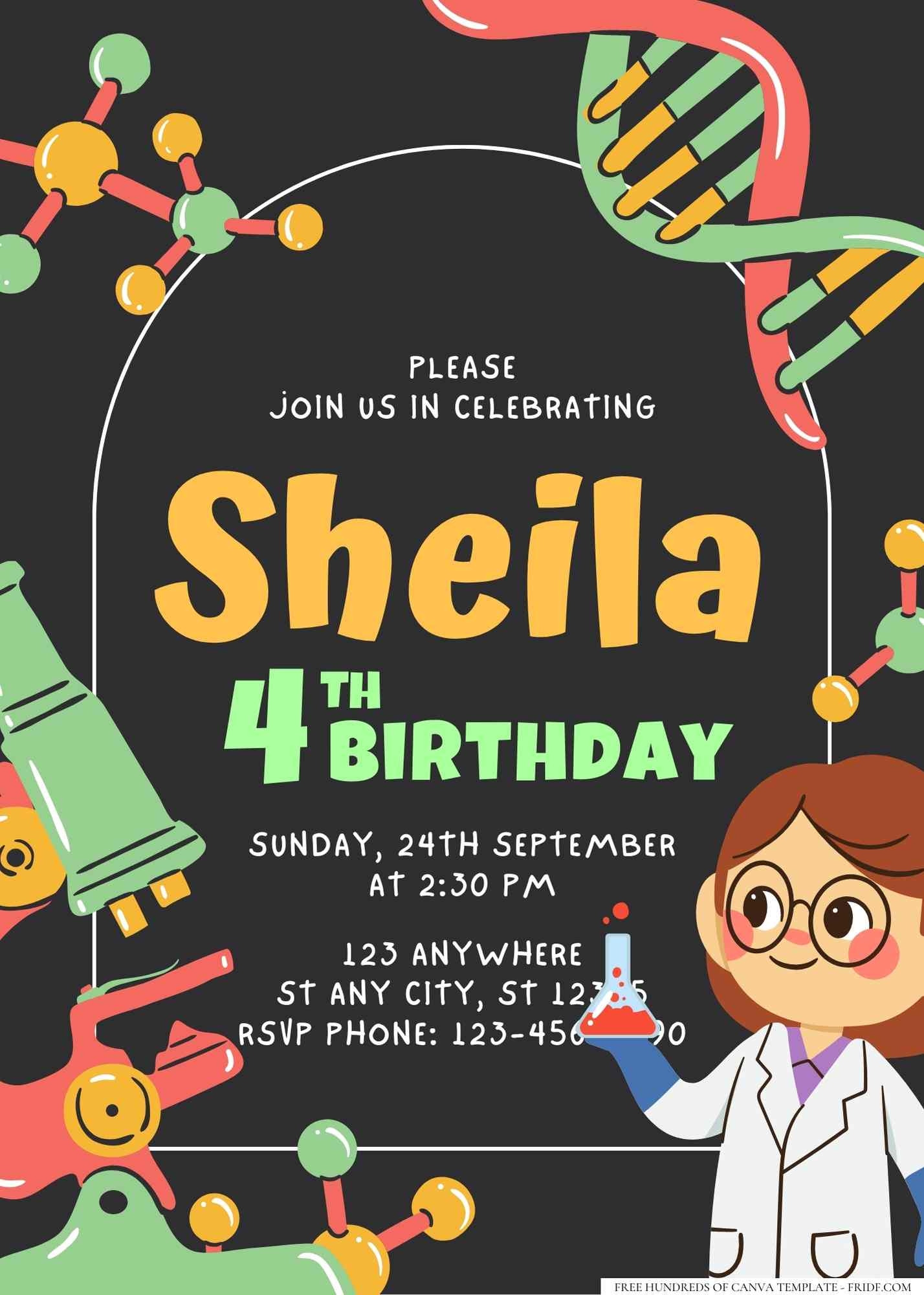 Science Lab Adventure Birthday Invitation Templates