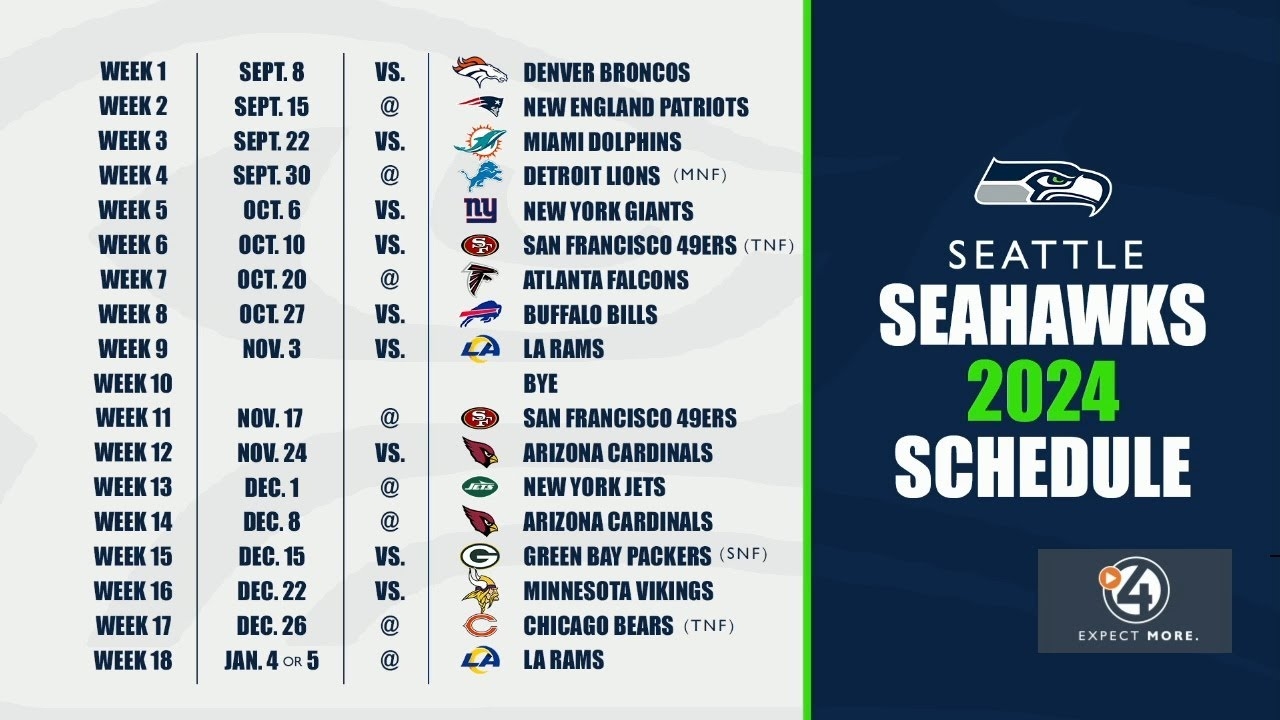 Seahawks 2024 Schedule YouTube