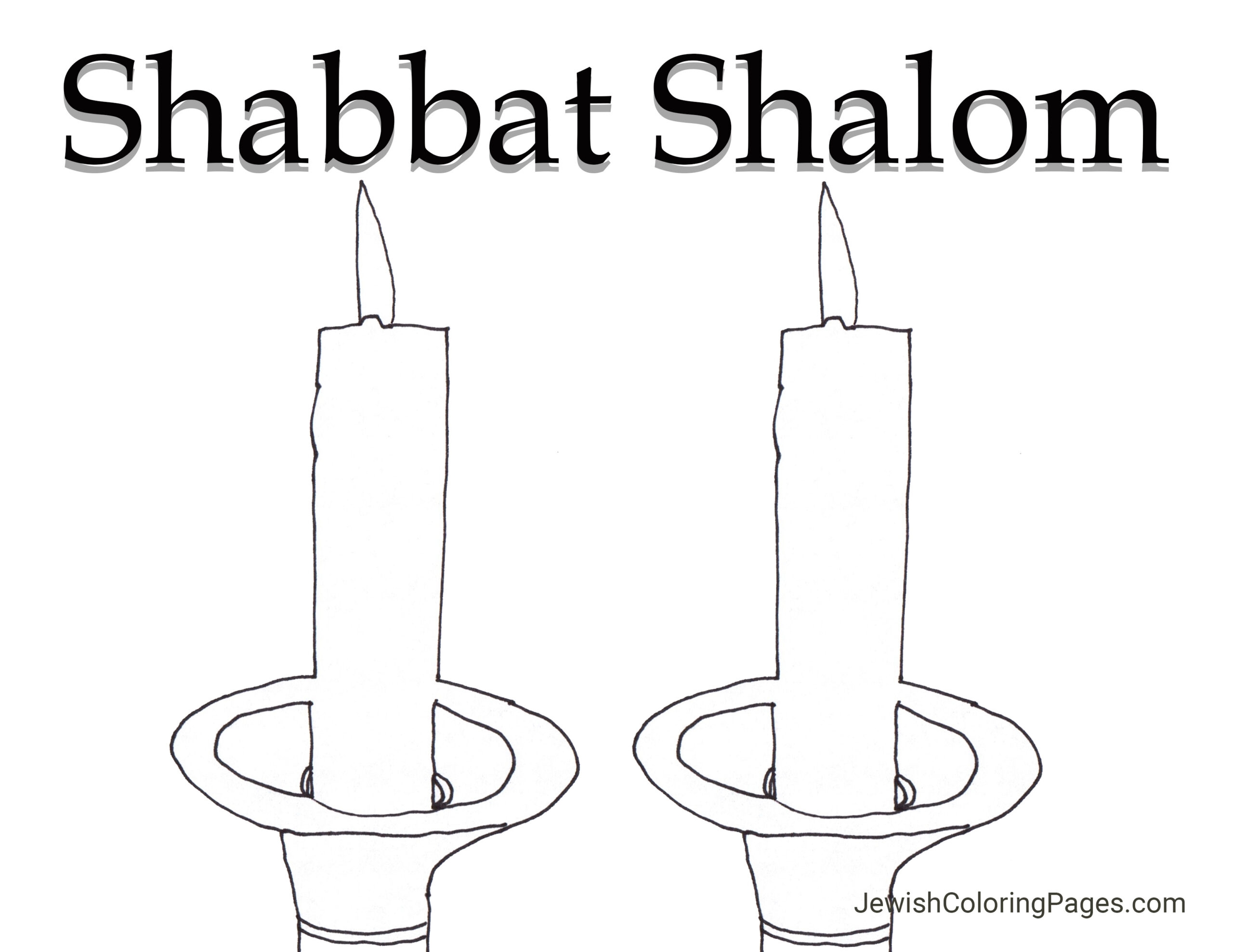 Shabbat Shalom With Antique Candles Free Printable Coloring Page Jewish Coloring Pages