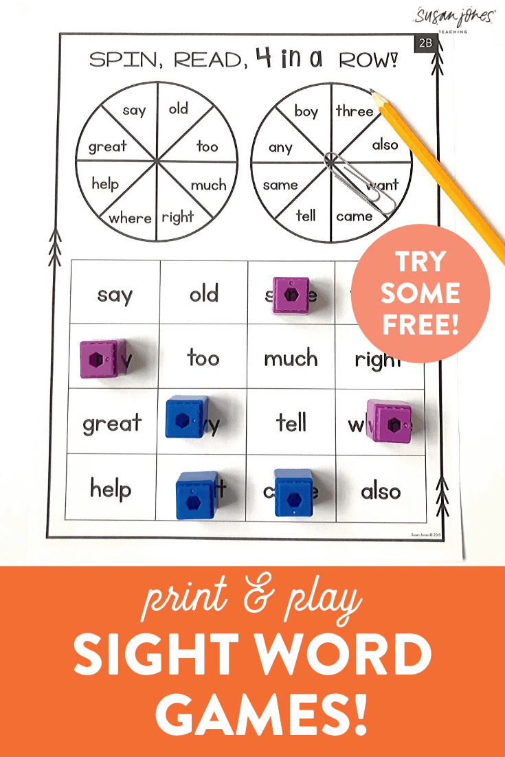 Sight Word Games For Kids Susan Jones Teaching