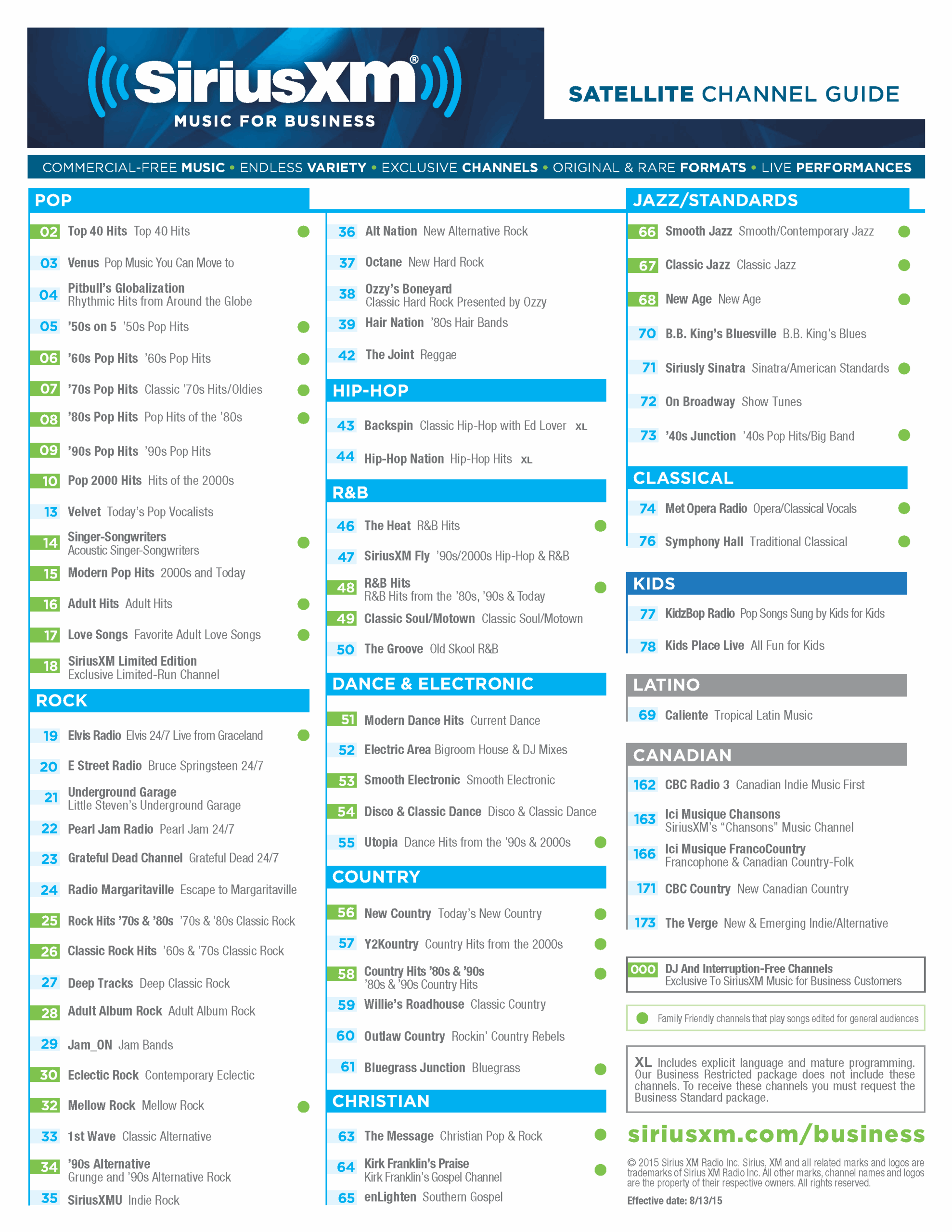 Sirius Channel Guide Satellite Channel Guide Dynamic Media