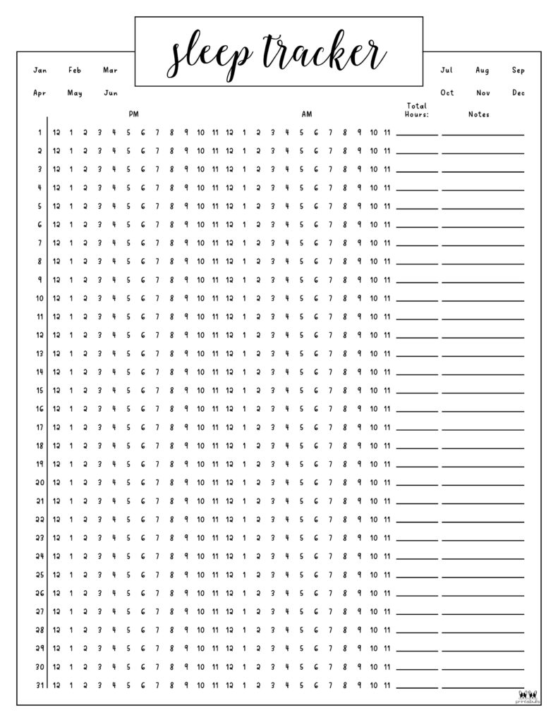 Sleep Trackers 13 FREE Printables Printabulls