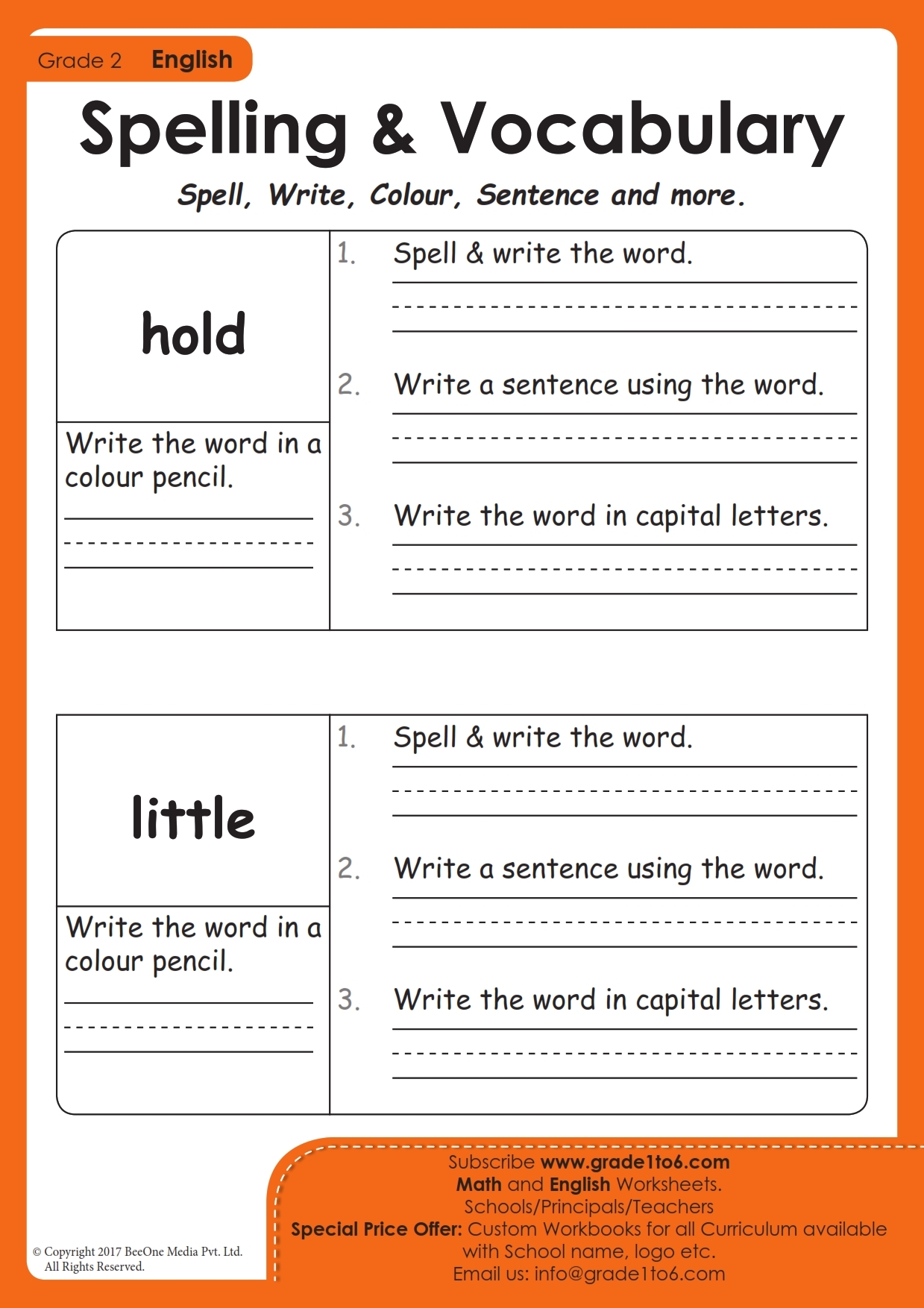 Grade 2 Spelling Words Printable
