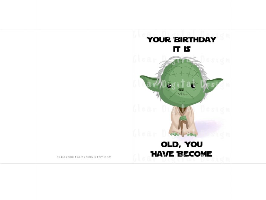 Star Wars Printable Birthday Card Printable Birthday Card For Dad Yoda Birthday Card Birthday Card Printable Funny Birthday Cards Etsy