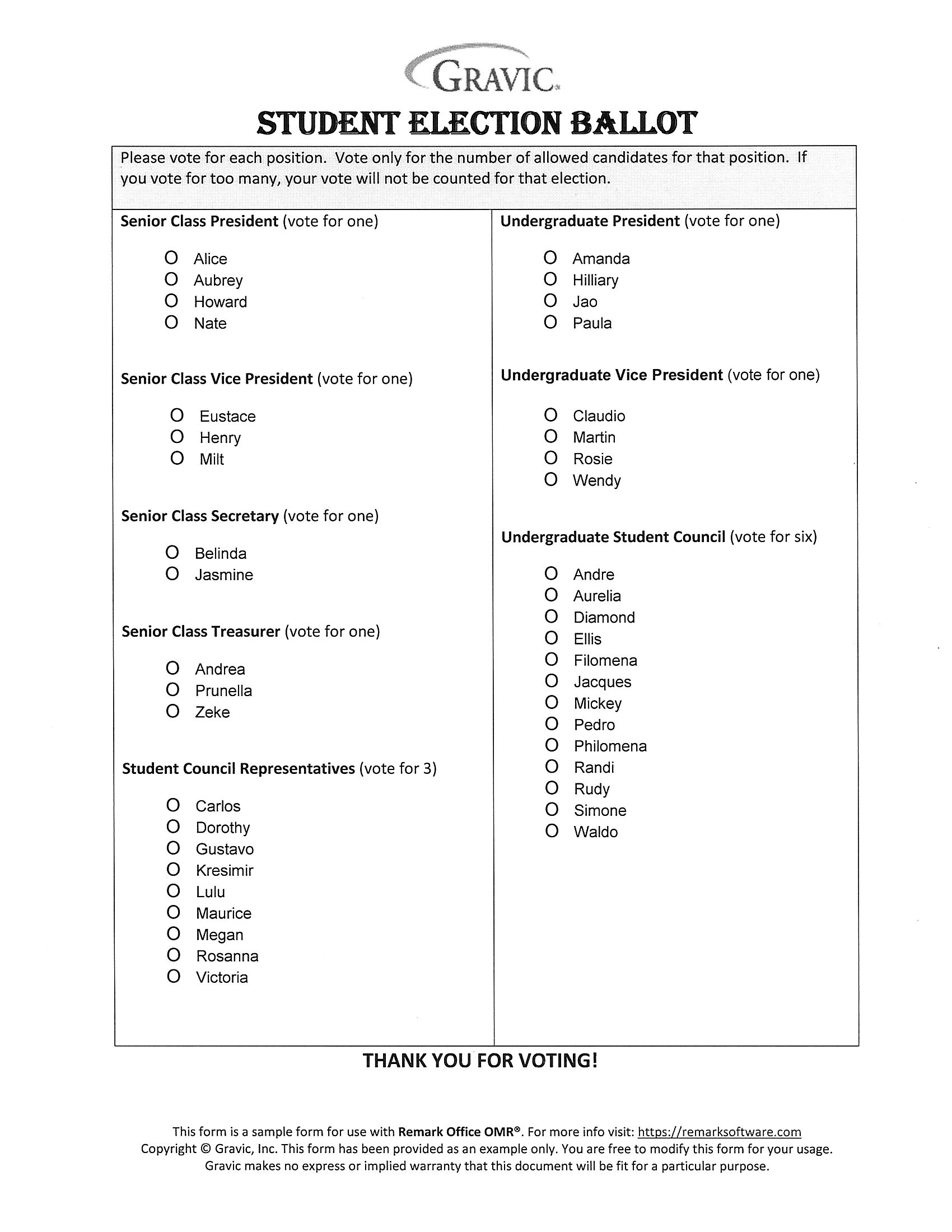 Student Election Ballot Remark Software
