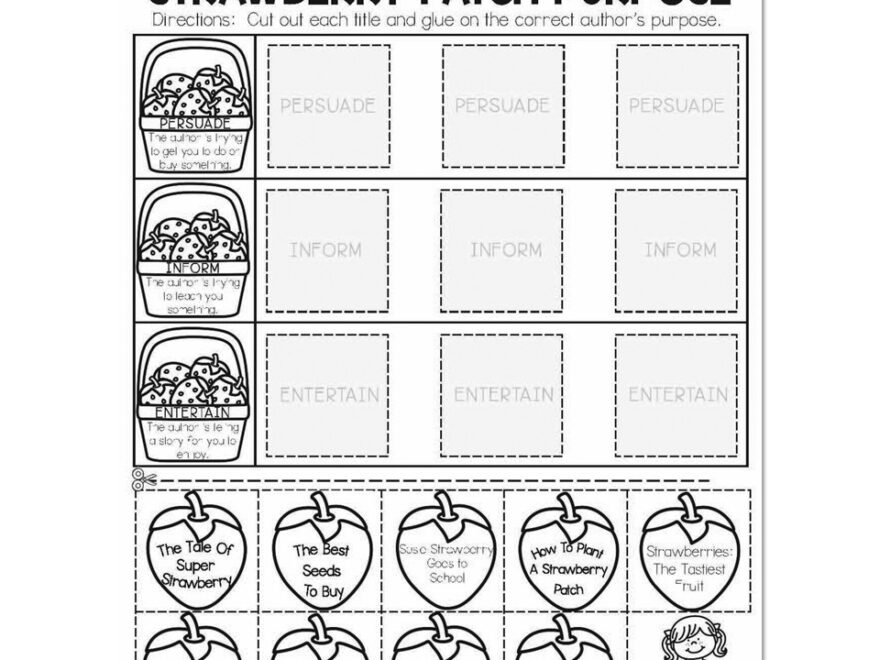 Summer Early Finishers 1st Grade ELA Author s Purpose Strawberry Patch Purpose Lucky Little Learners