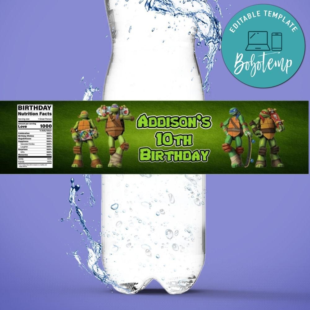 Free Printable Ninja Turtle Water Bottle Labels