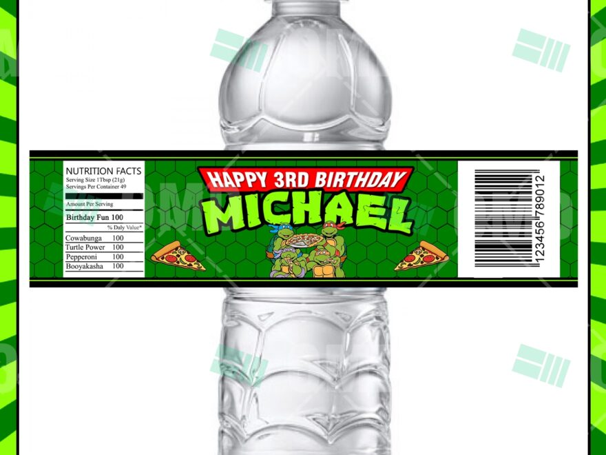 Teenage Mutant Ninja Turtles Bottle Labels Cartoon Invites
