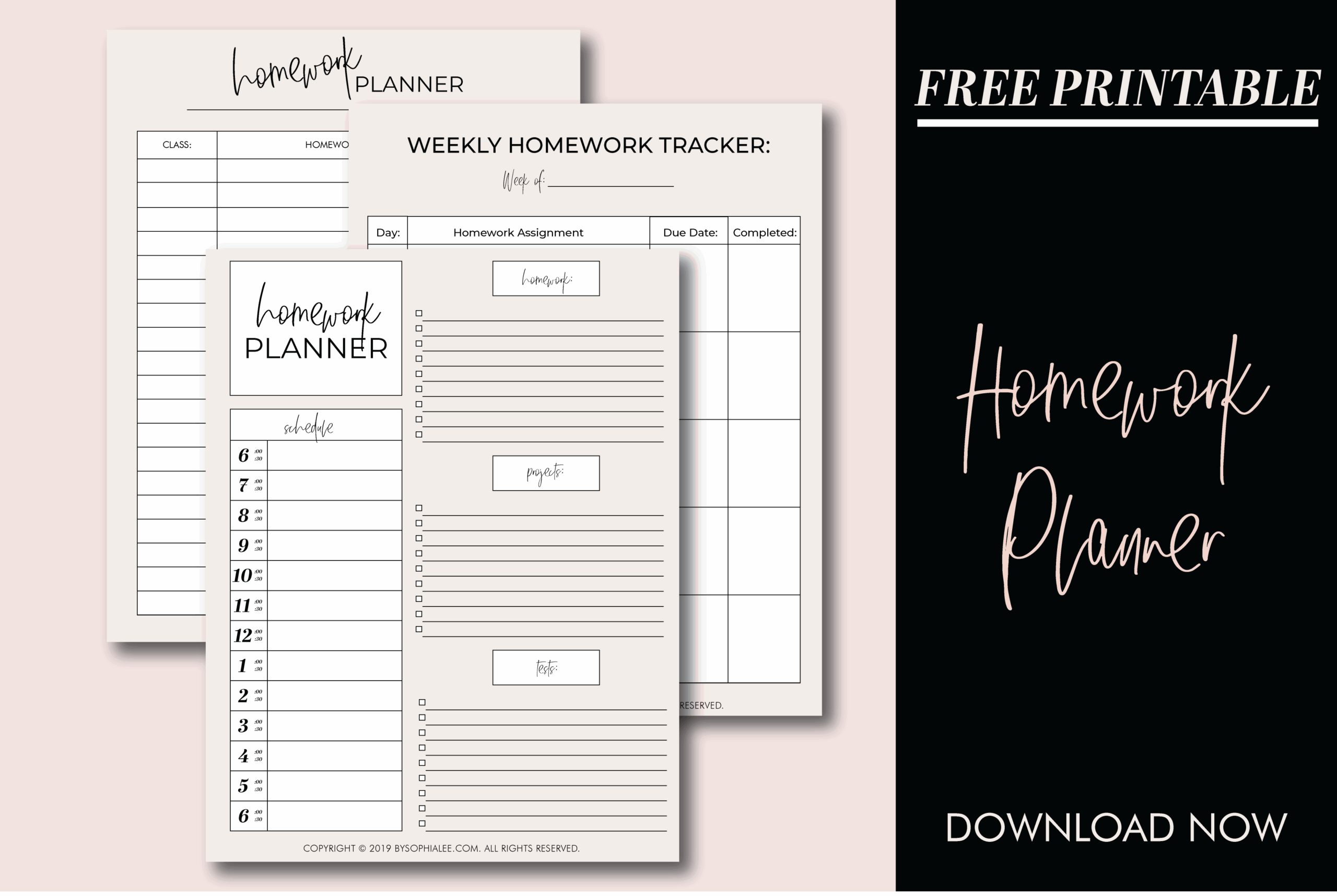 The BEST Homework Planner Every Student Needs FREE PRINTABLE By Sophia Lee
