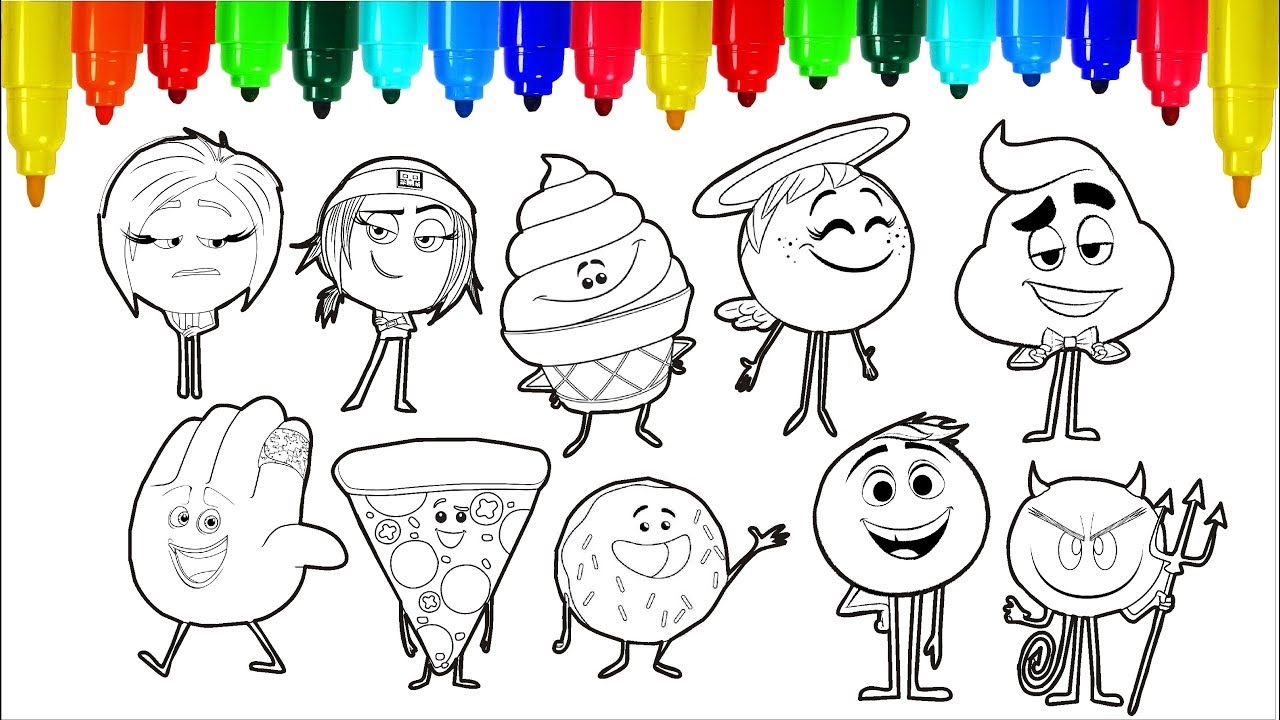 The Emoji Movie Coloring Pages Colouring Pages For Kids With Colored Markers YouTube