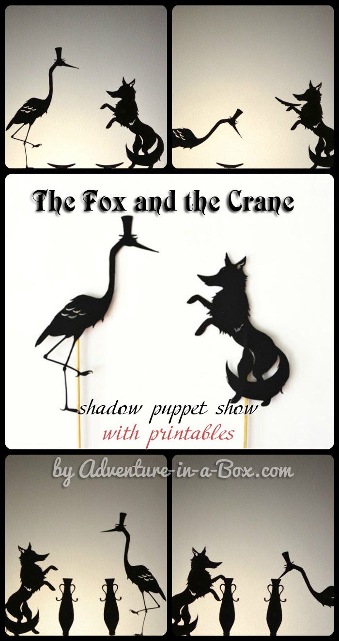 The Fox And The Crane Shadow Puppets With Printables