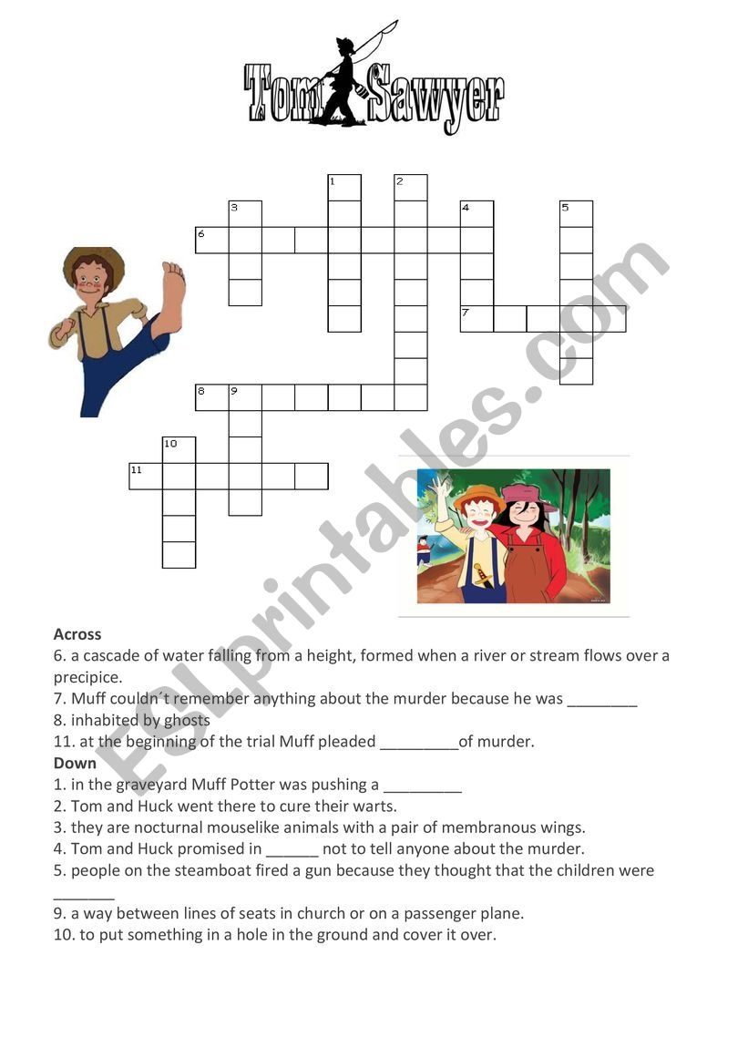 Tom Sawyer Crossword ESL Worksheet By Animac