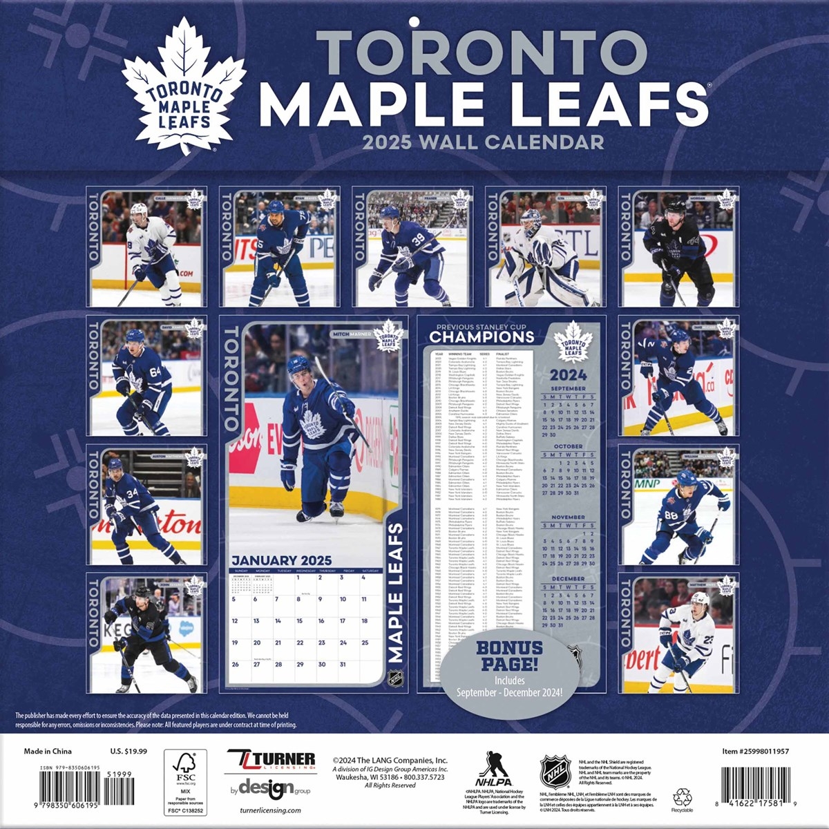 Toronto Maple Leafs NHL Calendar 2025