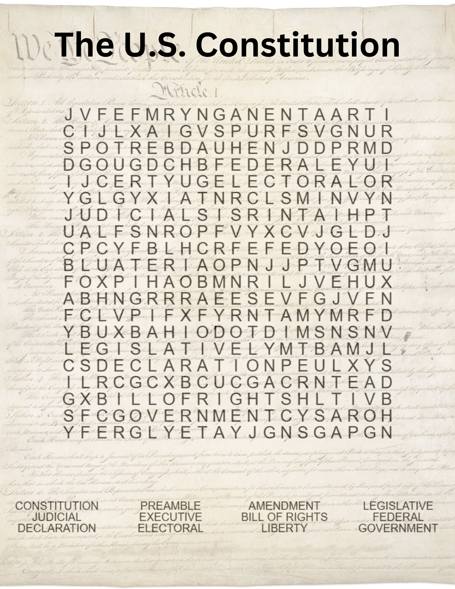 U S Constitution Printable Word Search And Crossword Puzzle Pack Classful
