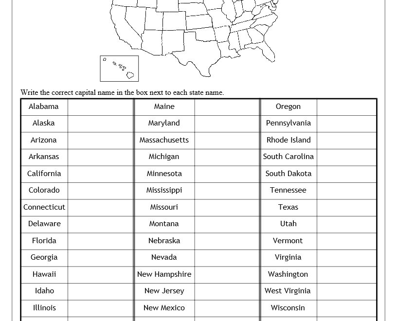 U S States Capitals Worksheets Test Sheets Maps U S Geography Made By Teachers