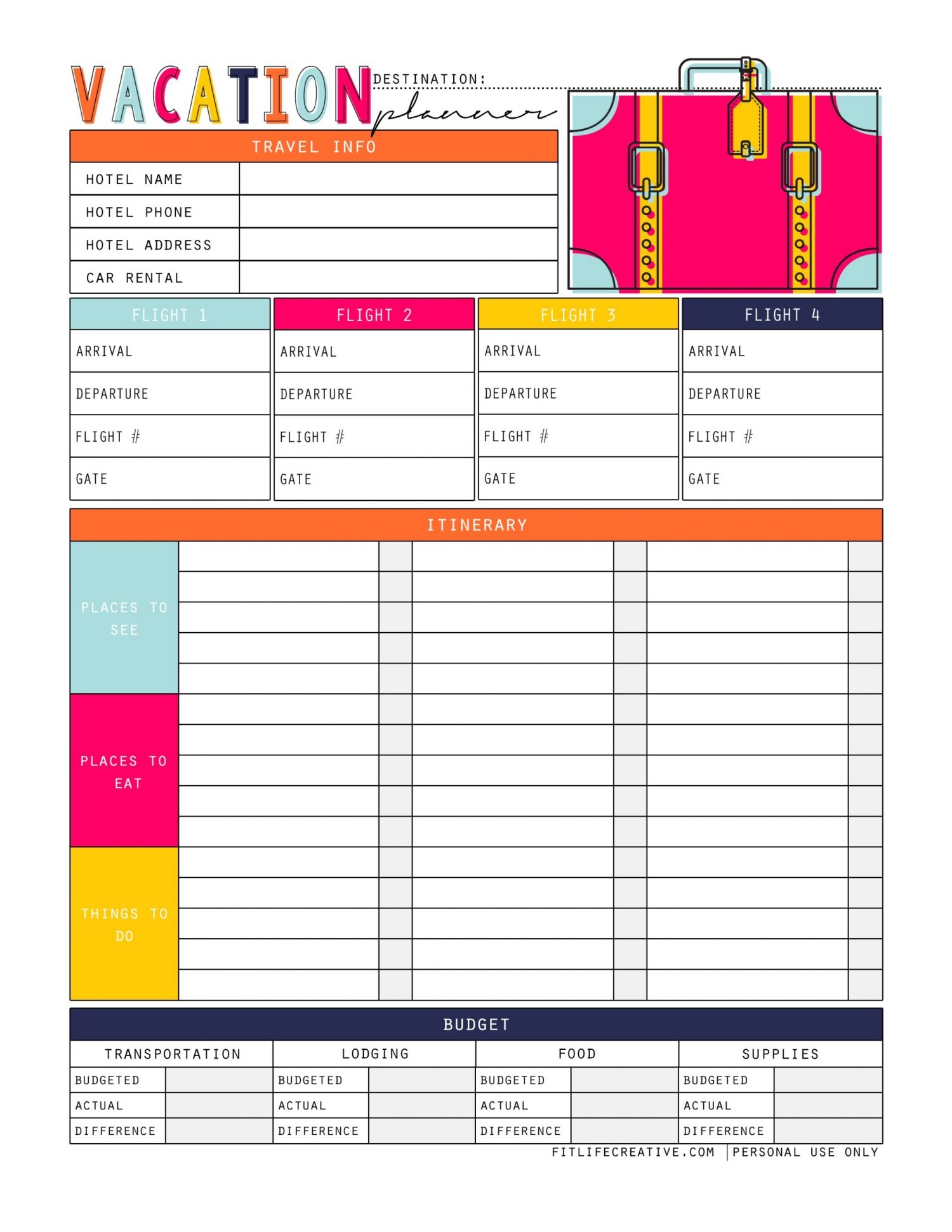 Vacation Planner Free Printable Guide For Vacation Planning Vacation Planner Free Printable Guide For Vacation Planning