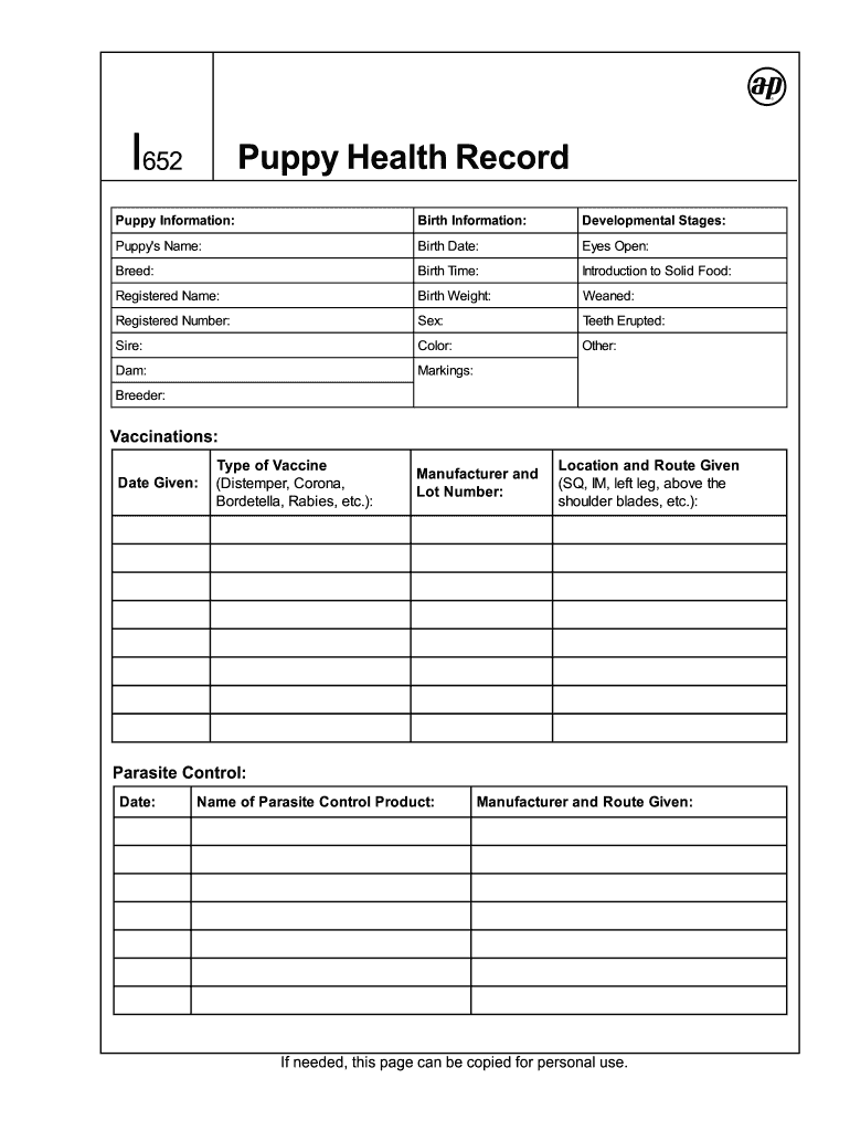 Vaccination Puppy Chart Fill Online Printable Fillable Blank PdfFiller