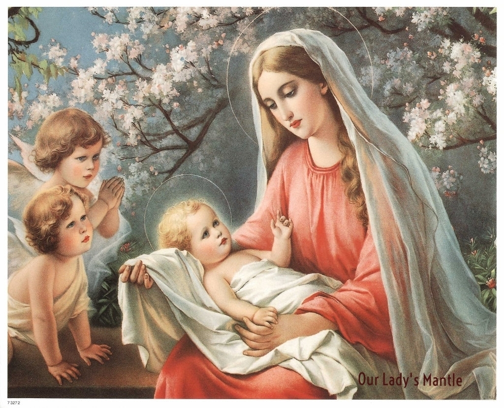 Virgin Mary Infant Jesus With Angels 8x10 Catholic Picture Print Art Etsy