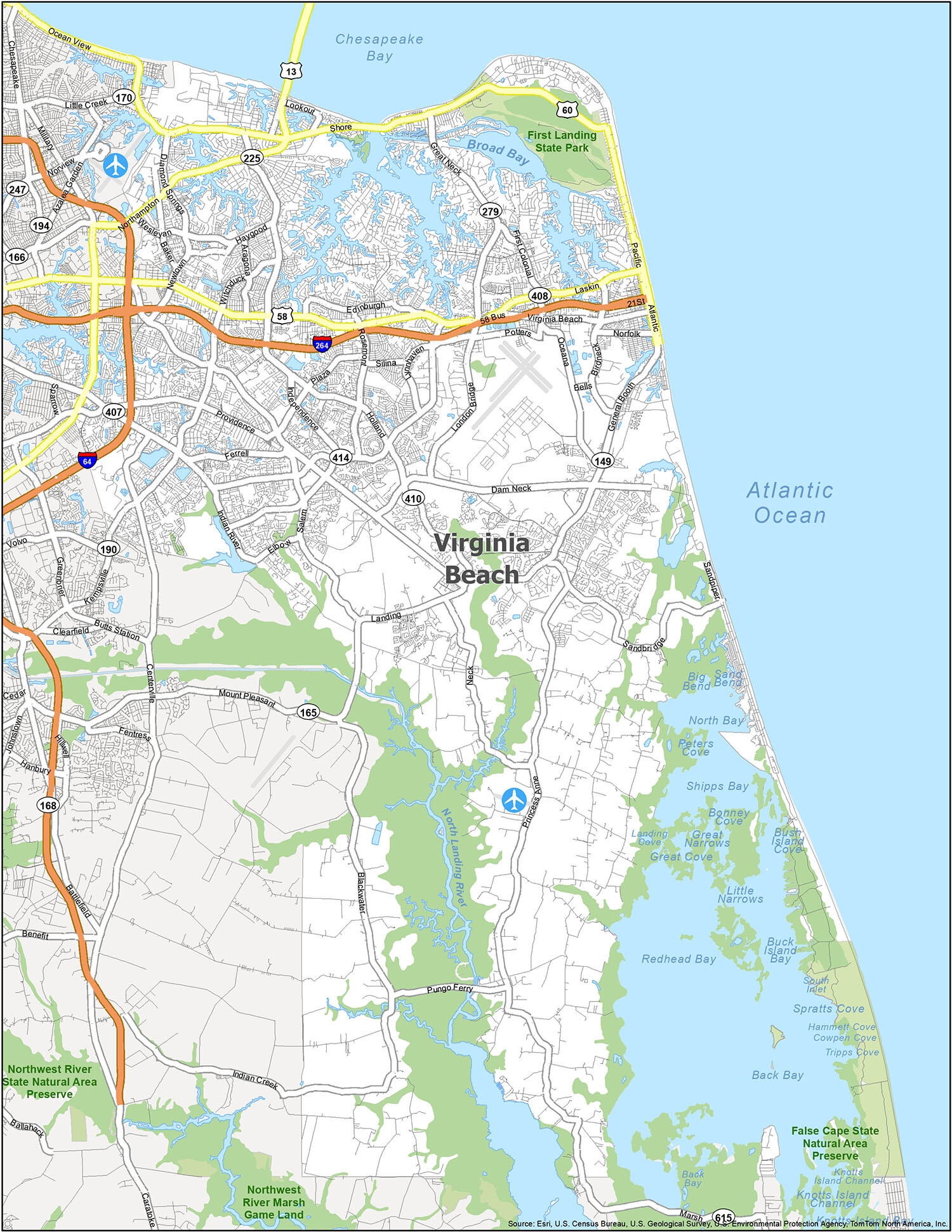 Virginia Beach Map Virginia GIS Geography