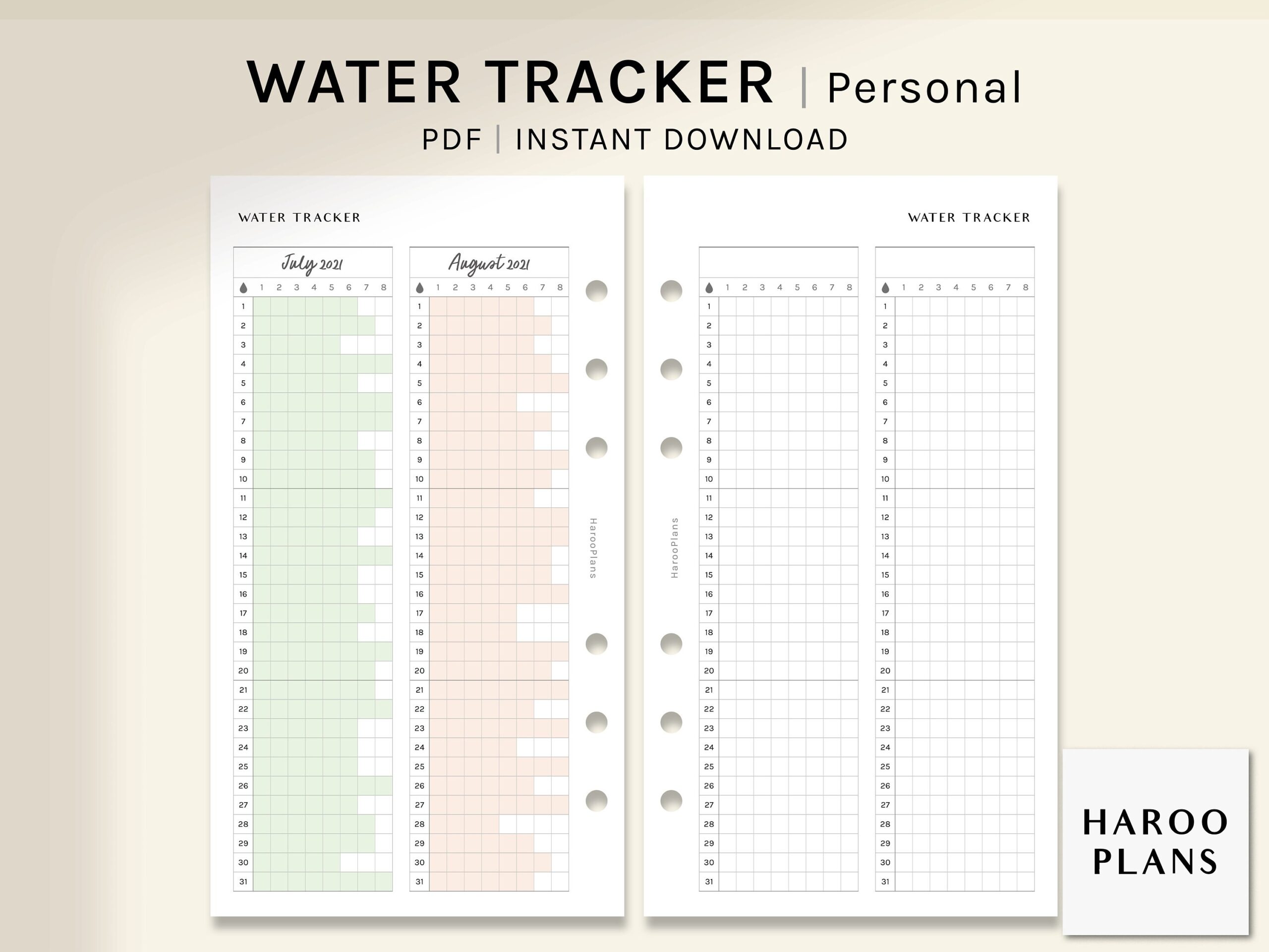 Water Tracker Personal Printable Planner Inserts Water Intake Log Layout Monthly Hydration Template Health Habit Digital Download Etsy