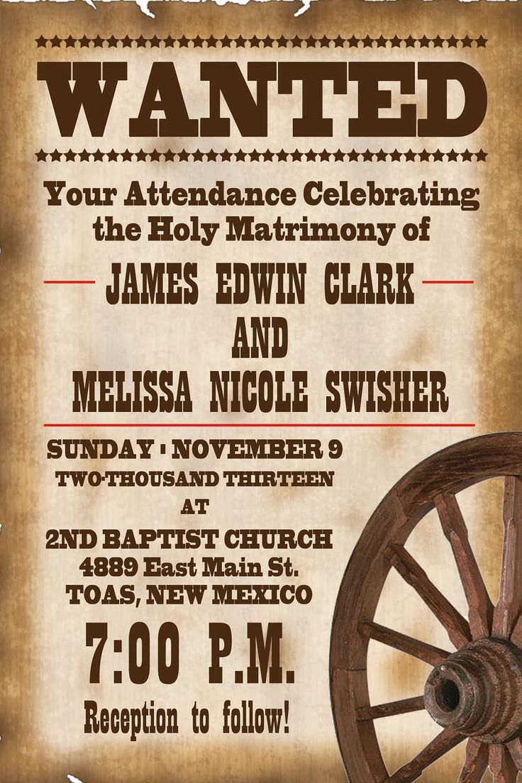 Western Wanted Invitations 6 Free PDF Printables Printablee