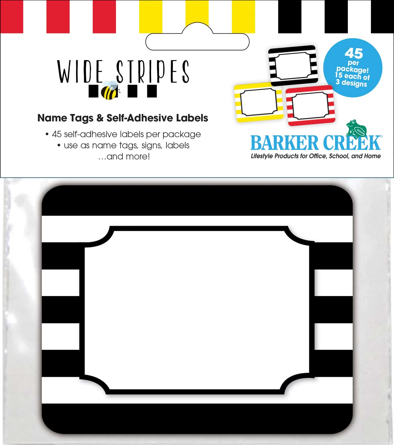 Wide Stripes Name Tags Self Adhesive Labels Multi Design Set 45 Pack Barker Creek Publishing