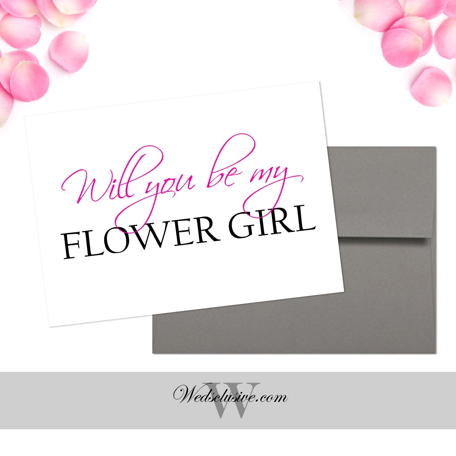 Will You Be My Flower Girl Card Pink Flower Girl Asking Card PRINTABLE Instant Download Etsy