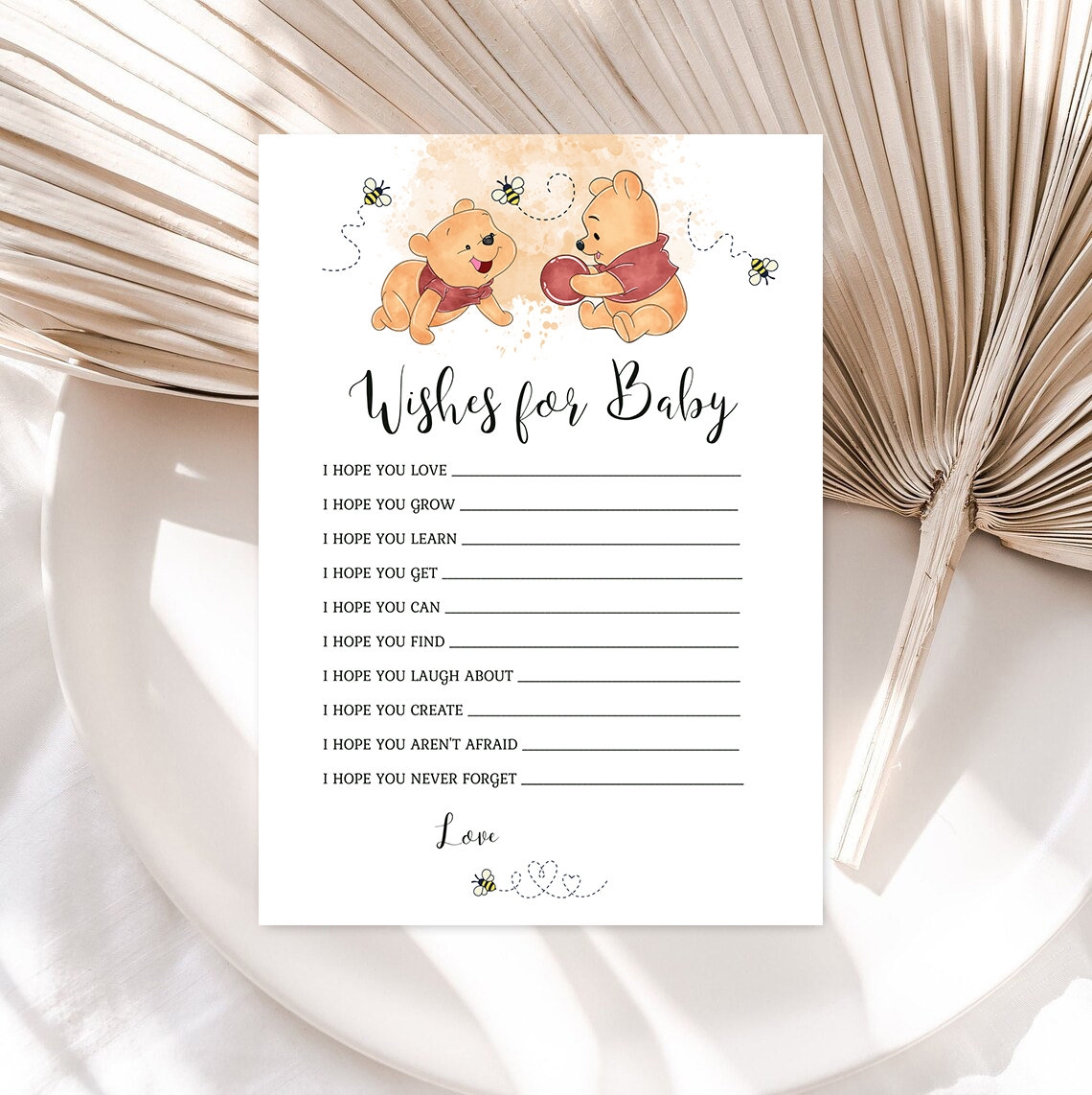 Winnie The Pooh wishes For Baby Baby Shower Template Winnie Pooh Shower A Little Hunny Is On The Way Shower EDITABLE INSTANT DOWNLOAD Hp Etsy