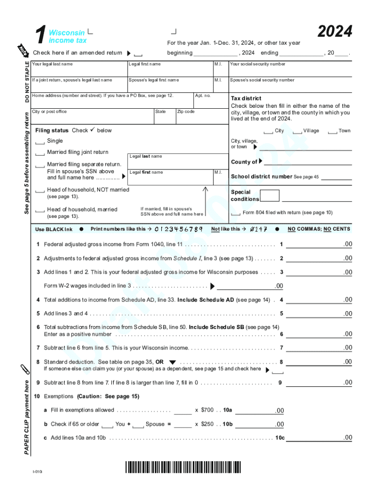 Wisconsin Tax Form 1 Fill Out Sign Online DocHub