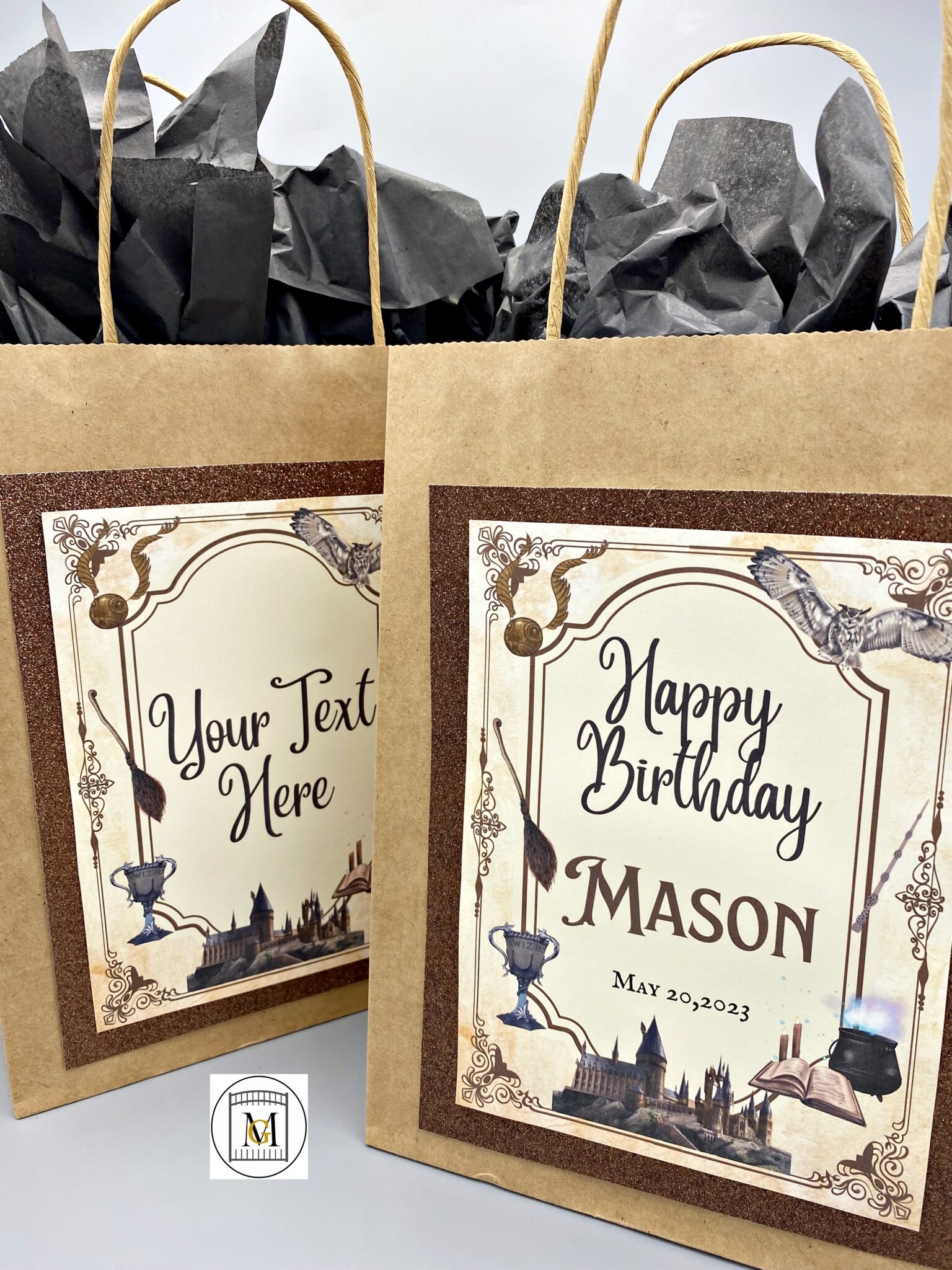 Wizard Harry Potter Party Gift Bag Label EDITABLE Major Gates