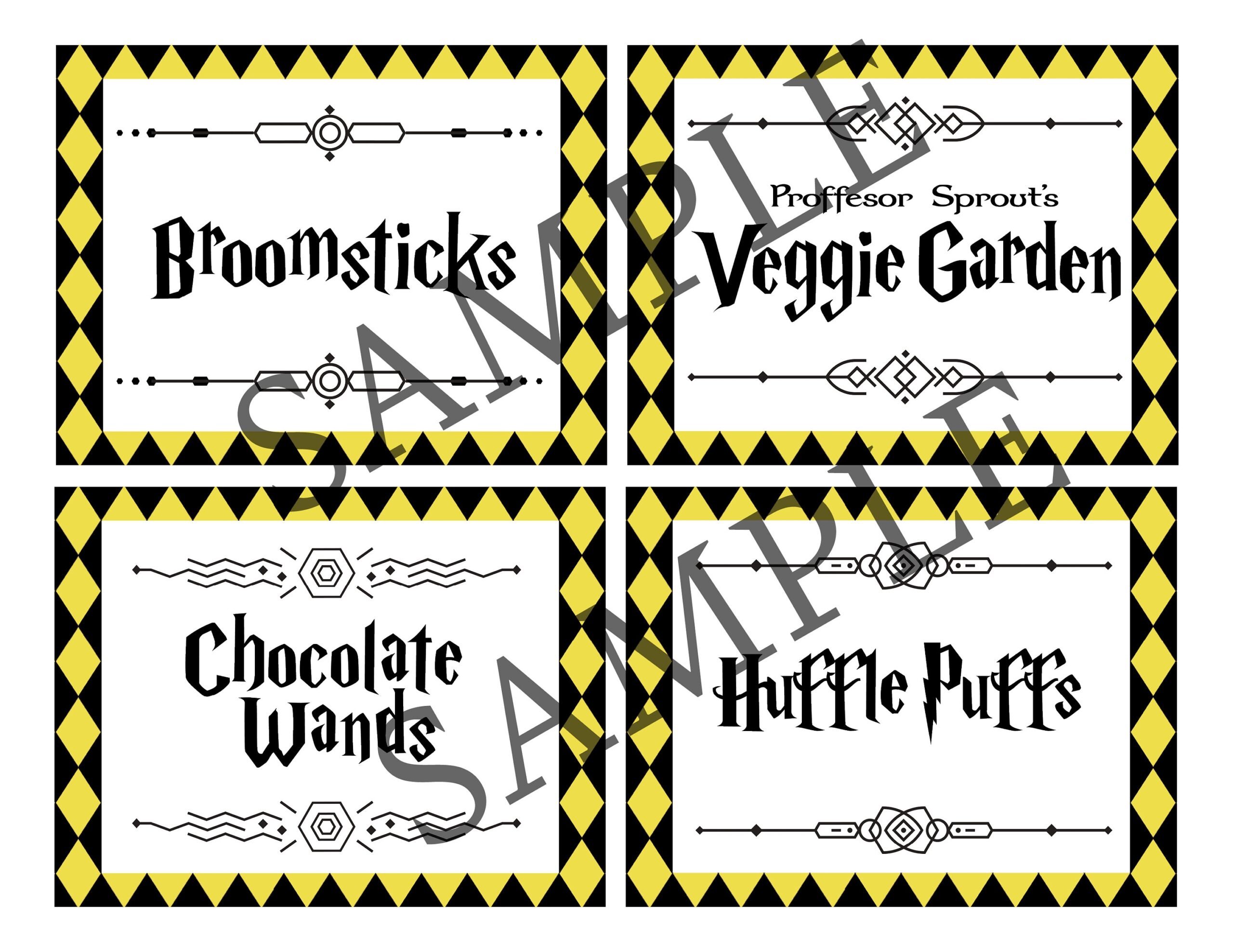Wizard Party Food Labels DIGITAL DOWNLOAD Printable Magic School Food Labels Birthday Decor Hufflepuff Etsy