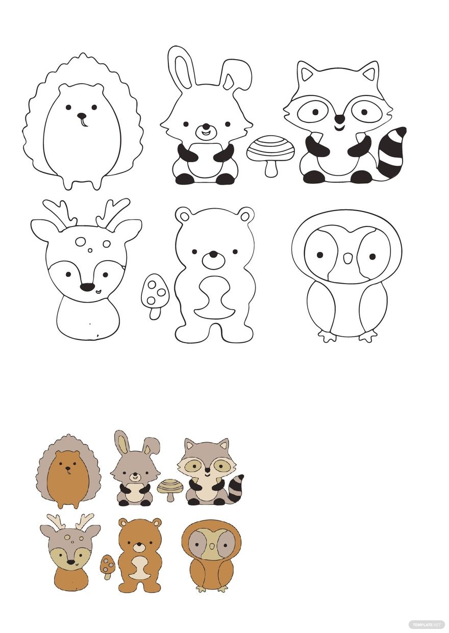 Woodland Animals Coloring Pages In PDF Download Template