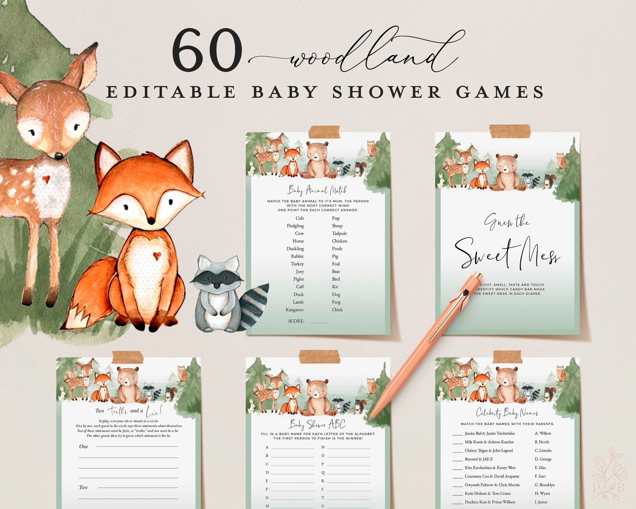 Woodland Baby Shower Games Free Printables