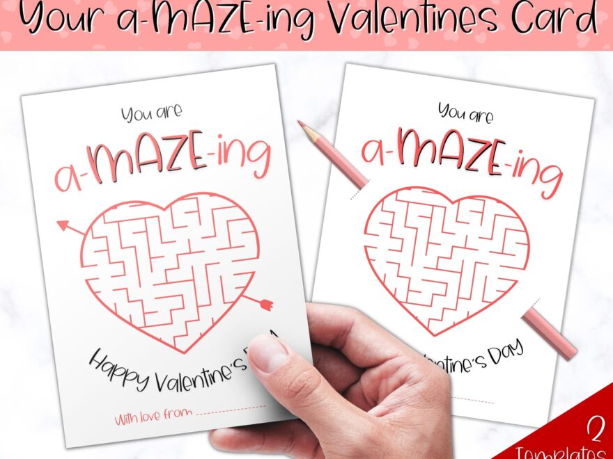 You re Amazing Valentine Card Printable Valentines Day Gift Maze Pencil Holder Non Candy Heart Kids DIY School Classroom Teacher Puzzle Etsy