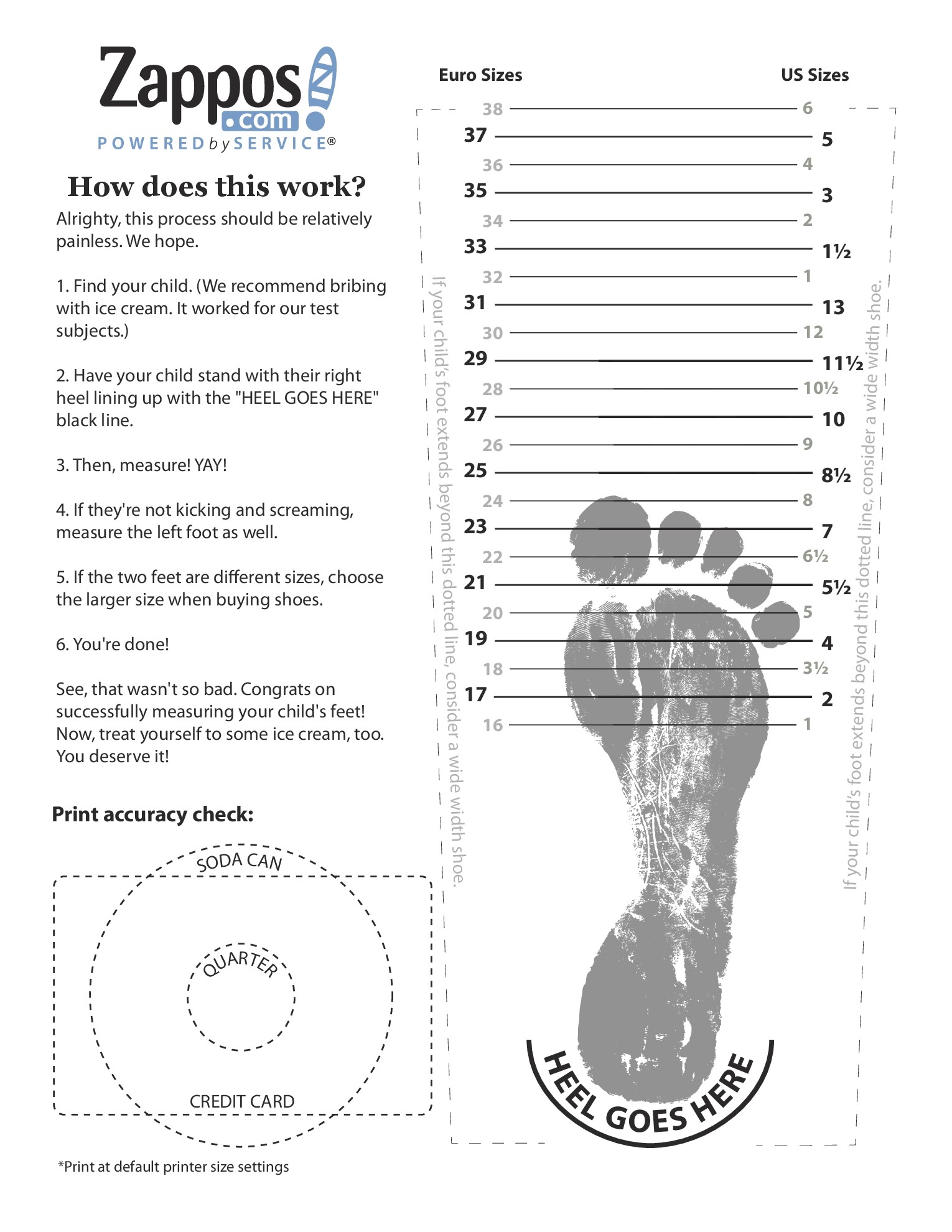 Printable Shoe Size Chart Width